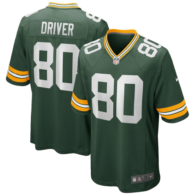 mens nike donald driver green green bay packers game retired player jersey